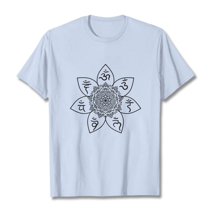 Buddha Stones Mandala Om Mani Padme Hum Pattern Tee T-shirt - LightCyan - 2XL - image 18