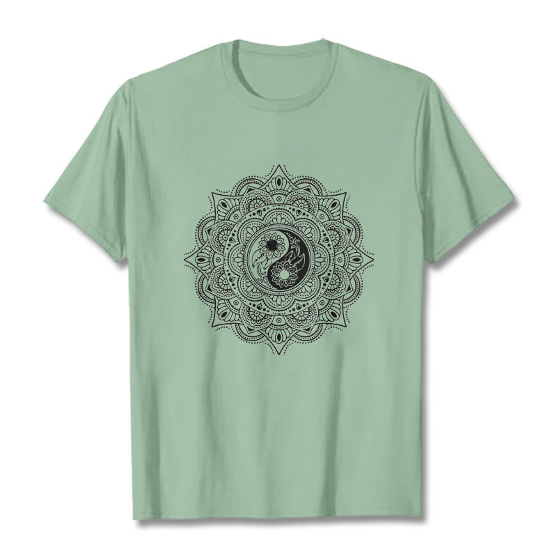 Buddha Stones Mandala YinYang Symbol Pattern Tee T-shirt - PaleGreen - 2XL - image 14