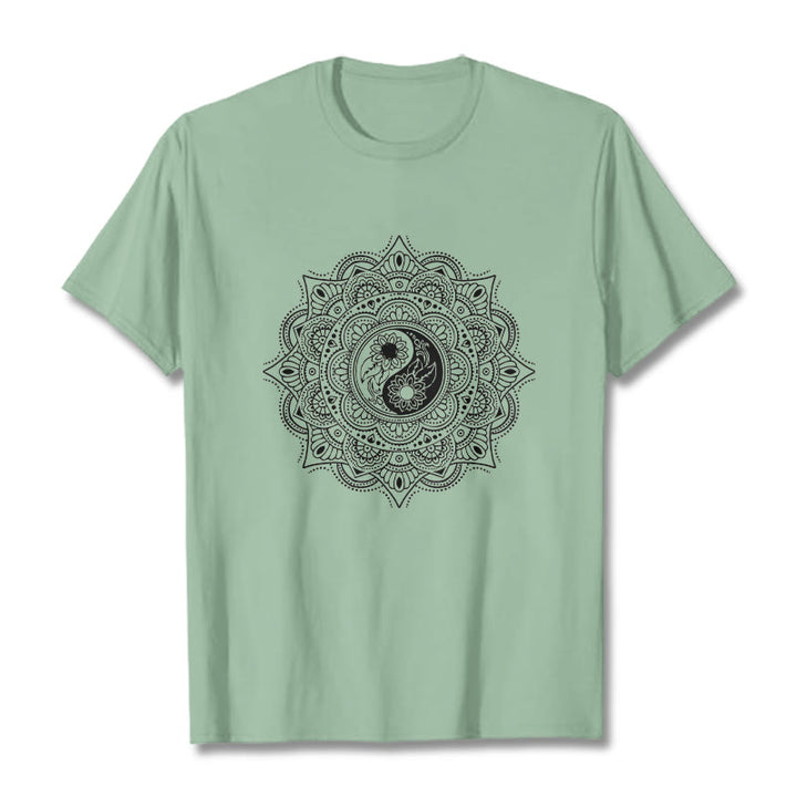 Buddha Stones Mandala YinYang Symbol Pattern Tee T-shirt - PaleGreen - 2XL - image 14