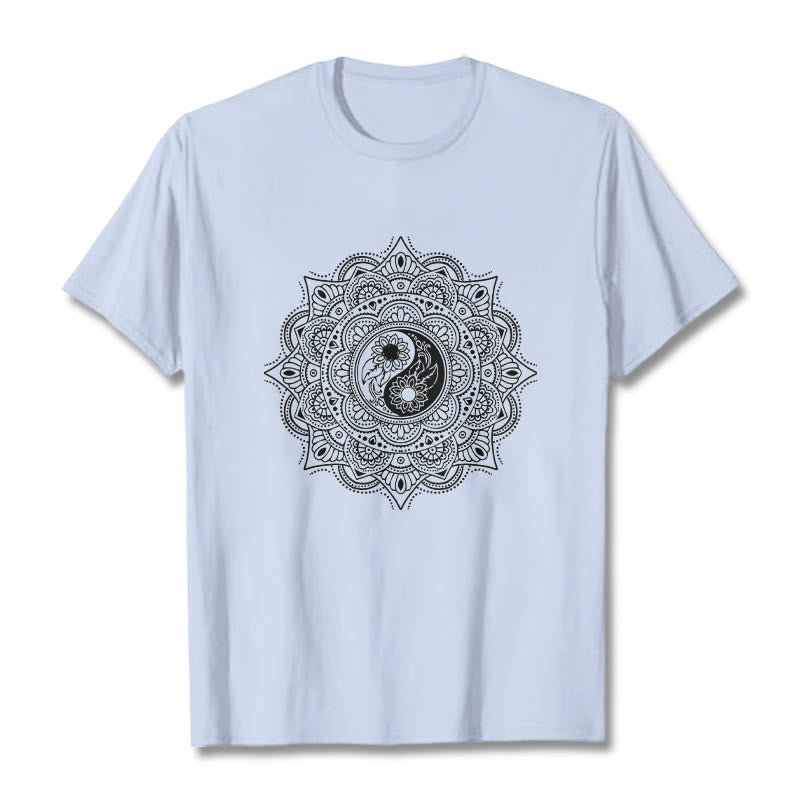 Buddha Stones Mandala YinYang Symbol Pattern Tee T-shirt - LightCyan - 2XL - image 18