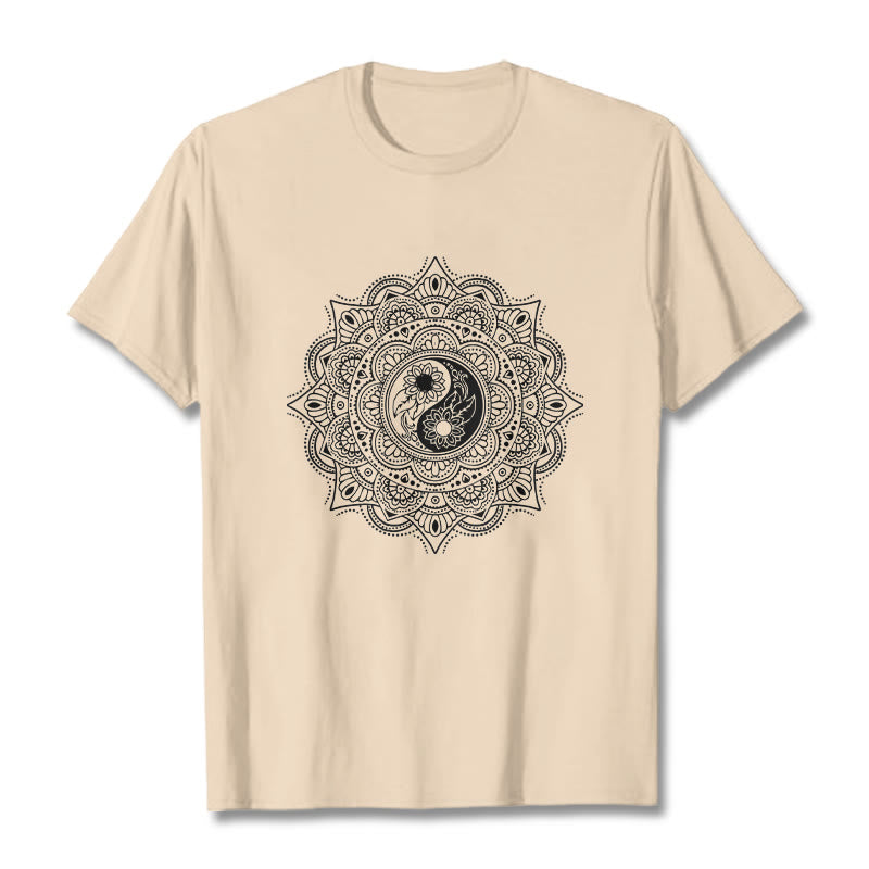 Buddha Stones Mandala YinYang Symbol Pattern Tee T-shirt - Bisque - 2XL - image 10