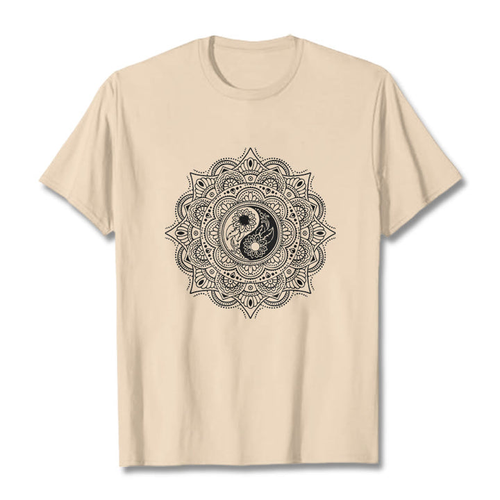 Buddha Stones Mandala YinYang Symbol Pattern Tee T-shirt - Bisque - 2XL - image 10