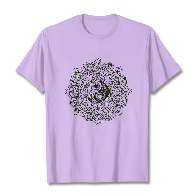 Buddha Stones Mandala YinYang Symbol Pattern Tee T-shirt - Plum - 2XL - image 16