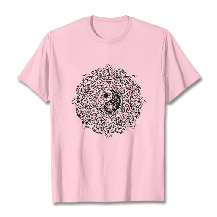 Buddha Stones Mandala YinYang Symbol Pattern Tee T-shirt - LightPink - 2XL - image 12