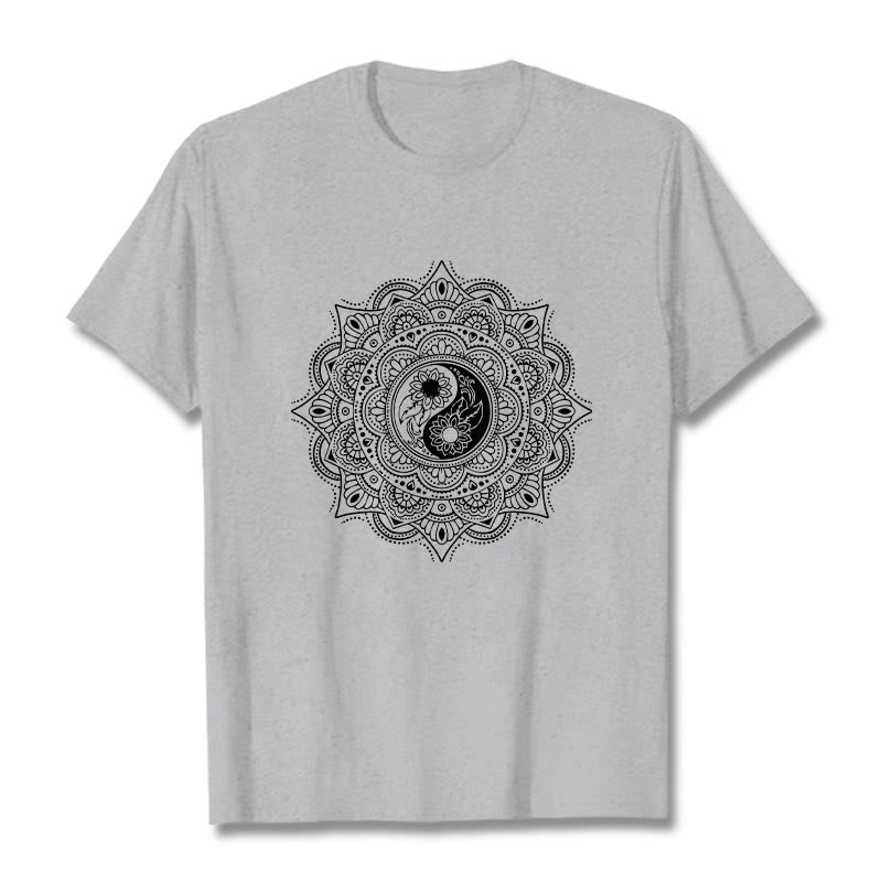 Buddha Stones Mandala YinYang Symbol Pattern Tee T-shirt - LightGrey - 2XL - image 19