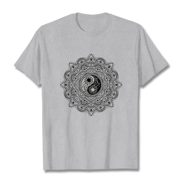 Buddha Stones Mandala YinYang Symbol Pattern Tee T-shirt - LightGrey - 2XL - image 19