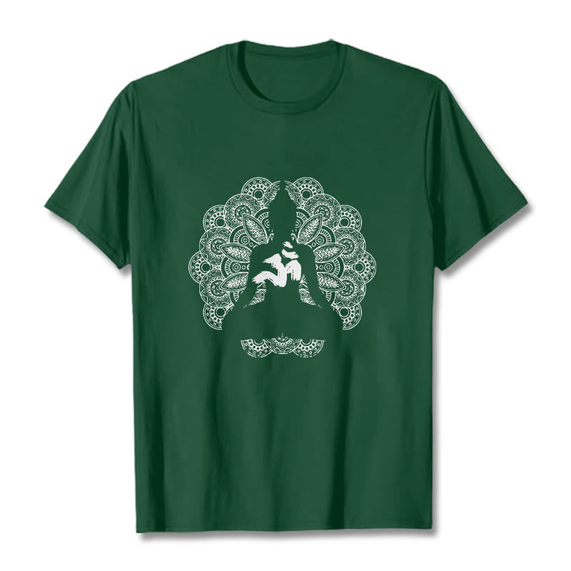Buddha Stones Pure Color Mandala Om Symbol Pattern Tee T-shirt - ForestGreen - 2XL - image 10