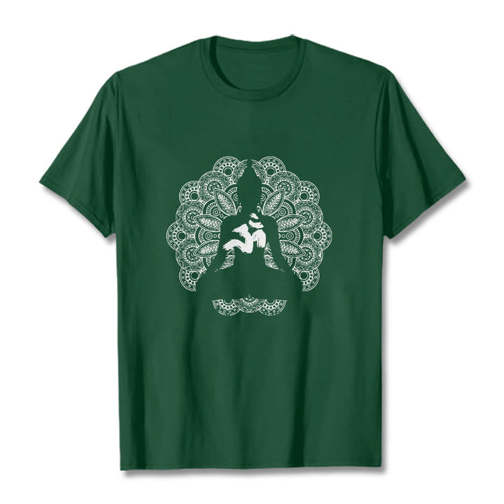 Buddha Stones Pure Color Mandala Om Symbol Pattern Tee T-shirt - ForestGreen - 2XL - image 10