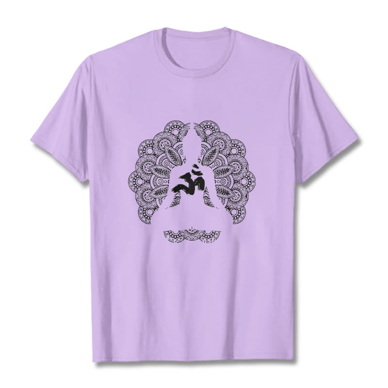 Buddha Stones Pure Color Mandala Om Symbol Pattern Tee T-shirt - Plum - 2XL - image 16