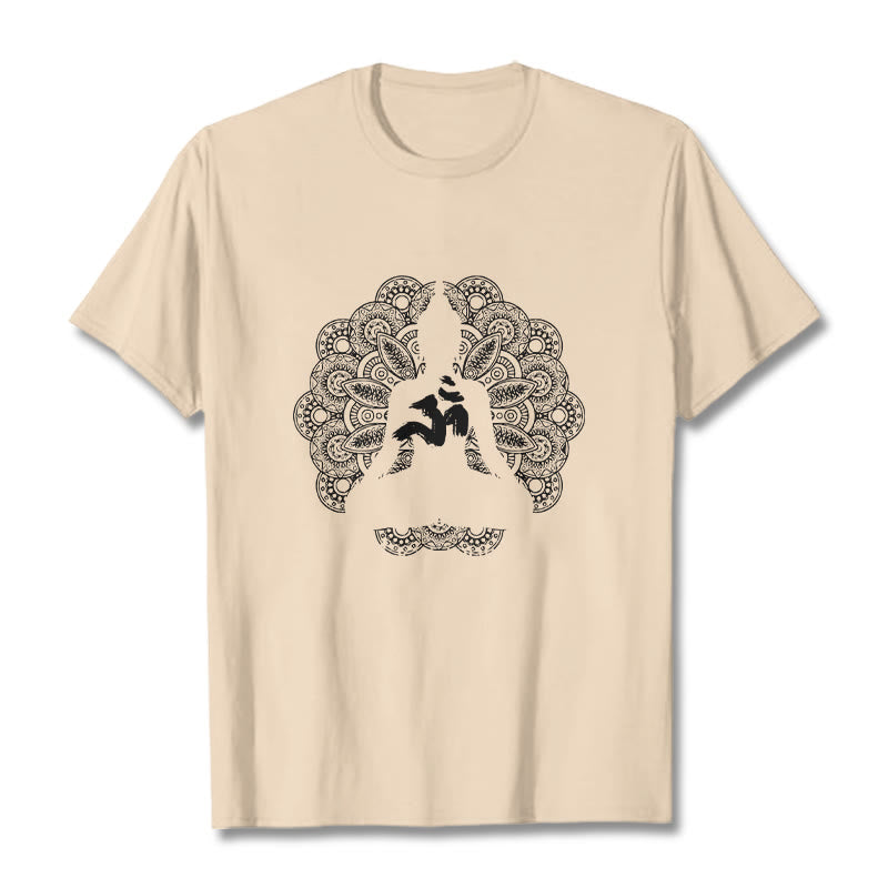 Buddha Stones Pure Color Mandala Om Symbol Pattern Tee T-shirt - Bisque - 2XL - image 8