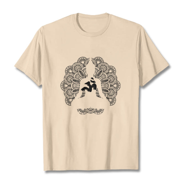 Buddha Stones Pure Color Mandala Om Symbol Pattern Tee T-shirt - Bisque - 2XL - image 8