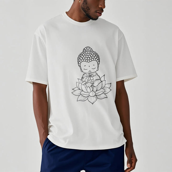 Buddha Stones Peaceful Buddha Lotus Flower Pattern Tee T-shirt - image 1