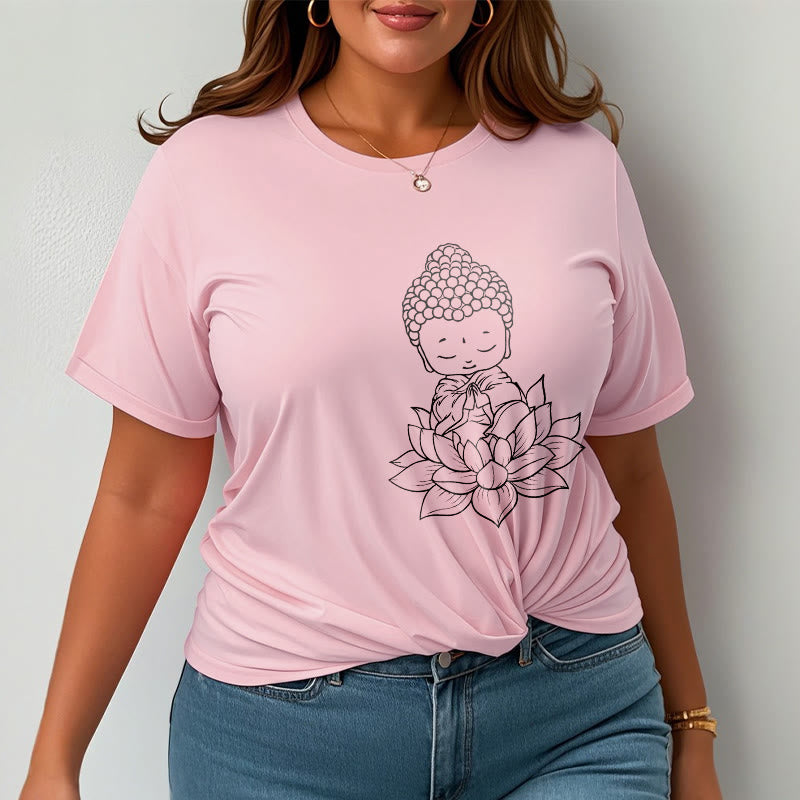 Buddha Stones Peaceful Buddha Lotus Flower Pattern Tee T-shirt - image 13