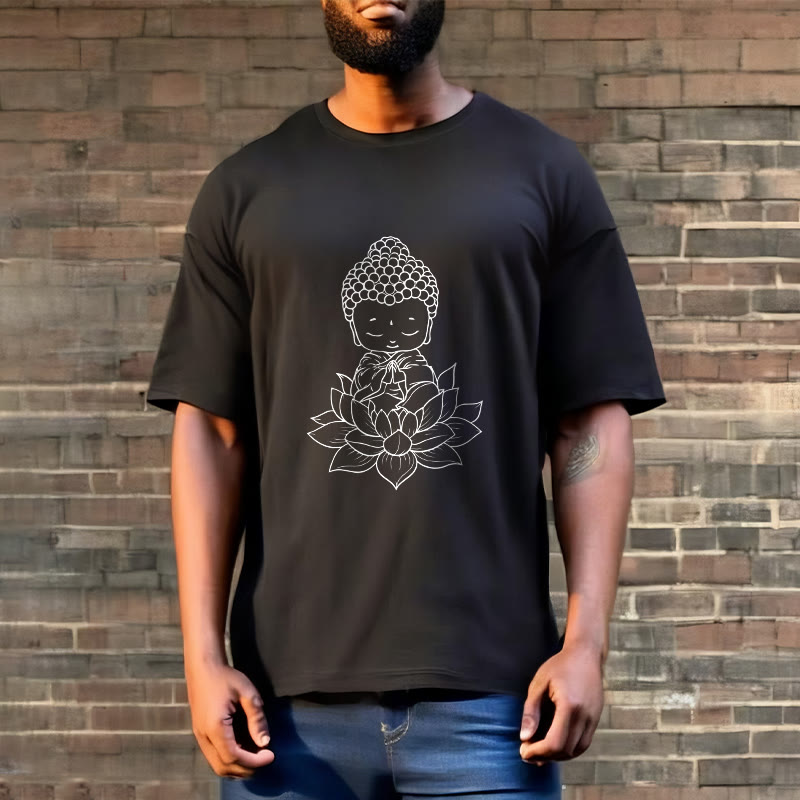 Buddha Stones Peaceful Buddha Lotus Flower Pattern Tee T-shirt - image 6