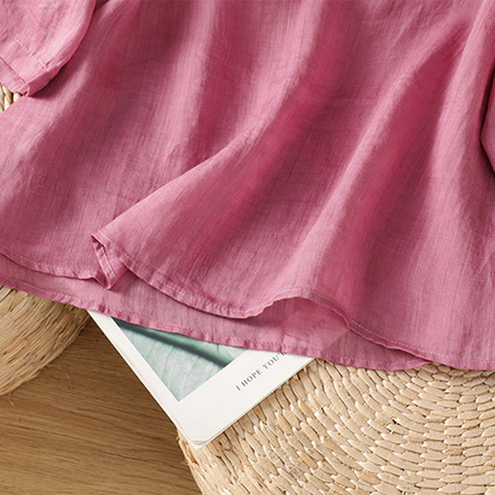 Buddha Stones Casual Embroidery Flowers Cotton Polyester Half Sleeve Women's Crew Neck Shirt - image 10