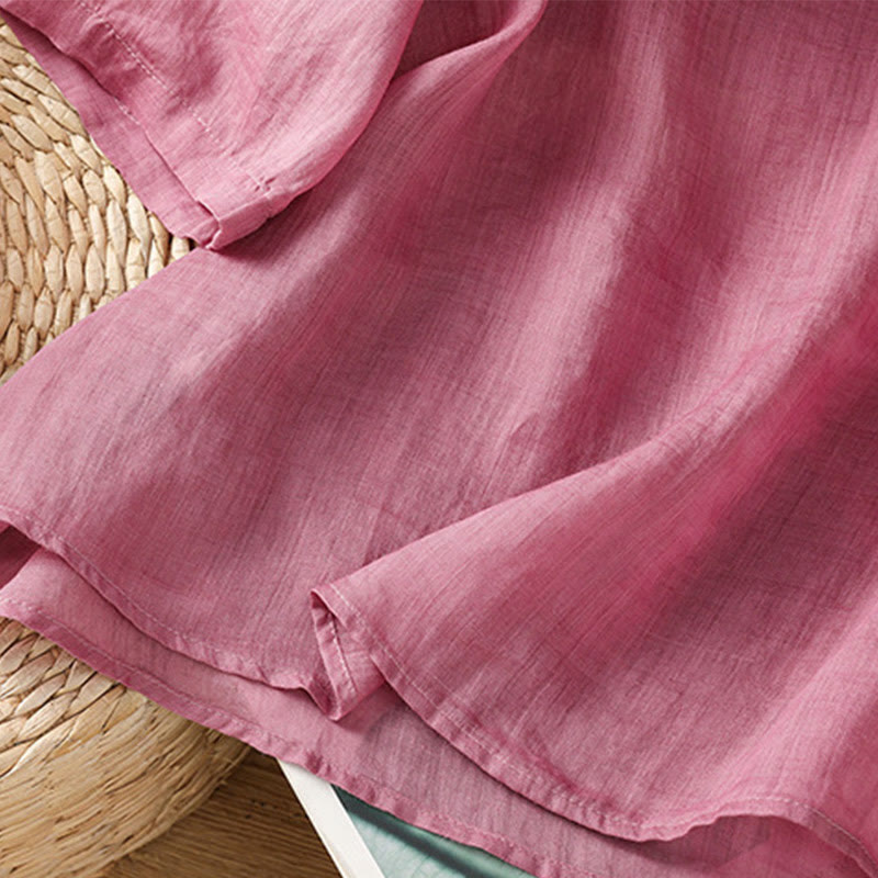 Buddha Stones Casual Embroidery Flowers Cotton Polyester Half Sleeve Women's Crew Neck Shirt - image 13