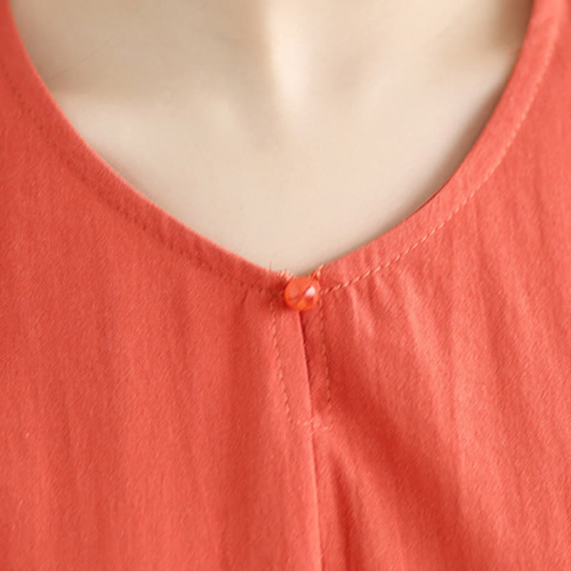 Buddha Stones Casual Plain Women's Half Sleeve Cotton Polyester T-shirt With Pockets - image 20