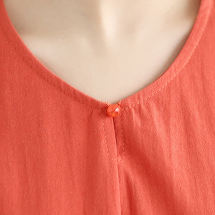 Buddha Stones Casual Plain Women's Half Sleeve Cotton Polyester T-shirt With Pockets - image 20