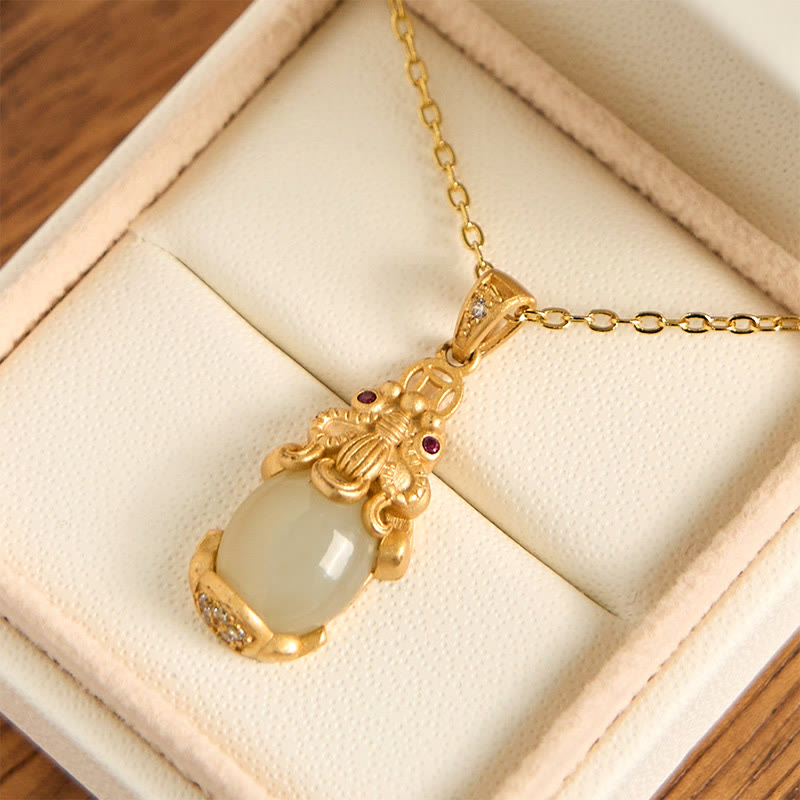 Buddha Stones White Jade PiXiu Wealth Luck Chain Necklace Pendant - White Jade(Protection♥Blessing) - image 0