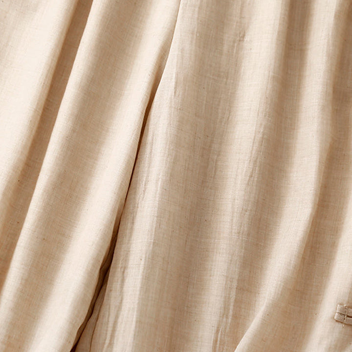 Buddha Stones Frog-Button Hem Slit Design Women's Wide Leg Cotton Linen Pants With Pockets - image 3