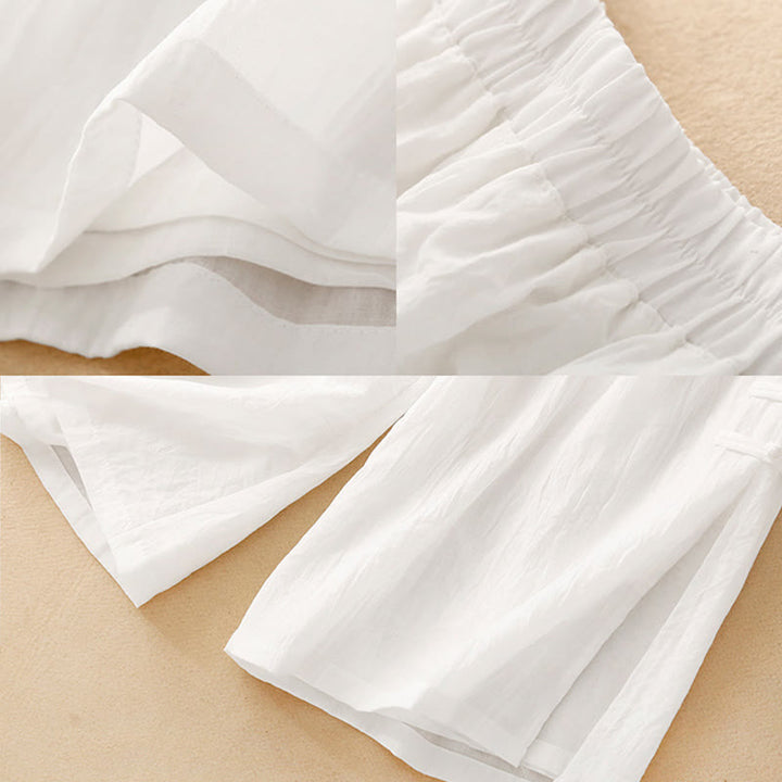 Buddha Stones Frog-Button Hem Slit Design Women's Wide Leg Cotton Linen Pants With Pockets - image 11