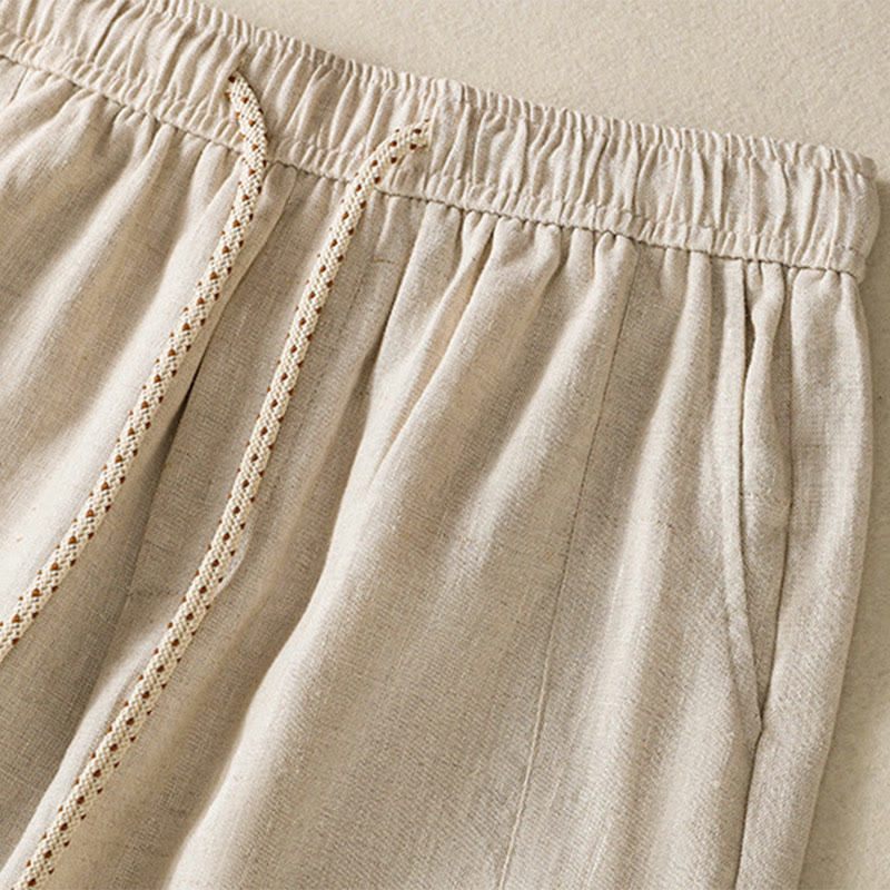 Buddha Stones Casual Embroided Bead Drawstring Women's Wide Leg Cotton Pants With Pockets - image 15