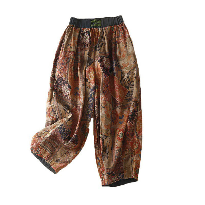 Buddha Stones Retro Casual Chinese Frog-Button Design Women's Harem Pants With Pockets - image 20