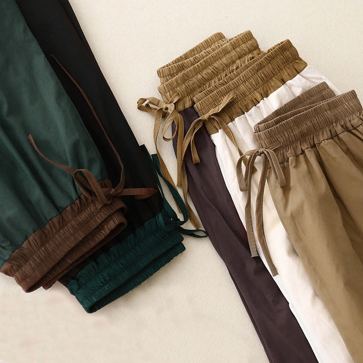Buddha Stones Artistic Color Contrast Drawstring Women's Wide Leg Pants With Pockets - image 24
