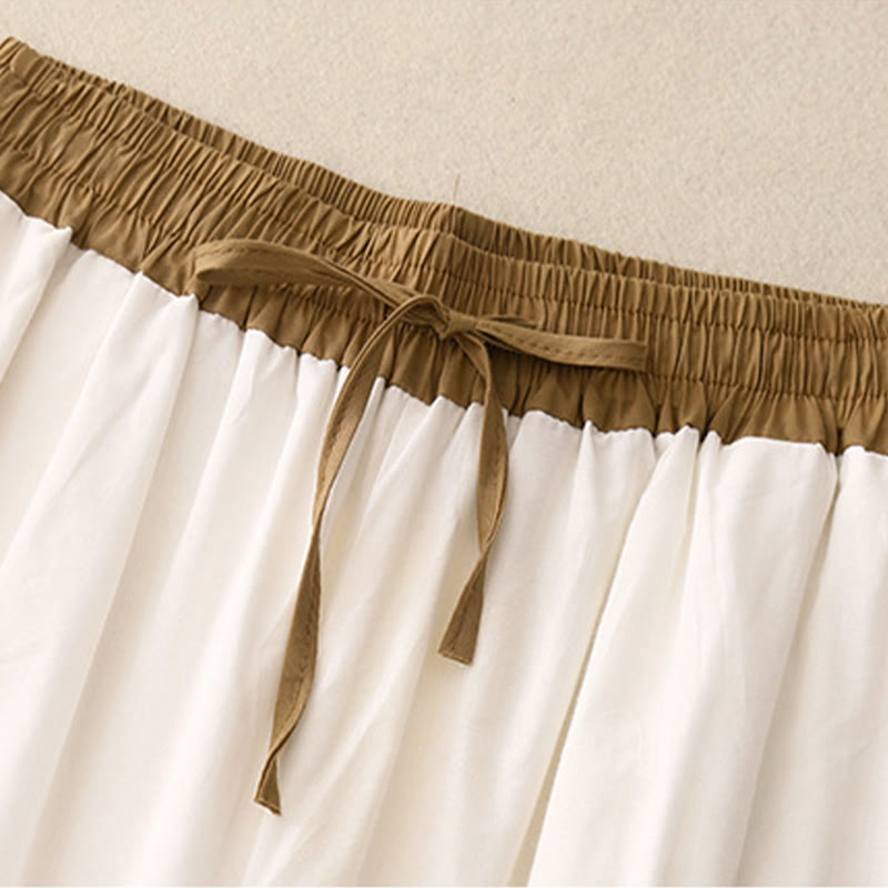 Buddha Stones Artistic Color Contrast Drawstring Women's Wide Leg Pants With Pockets - image 4