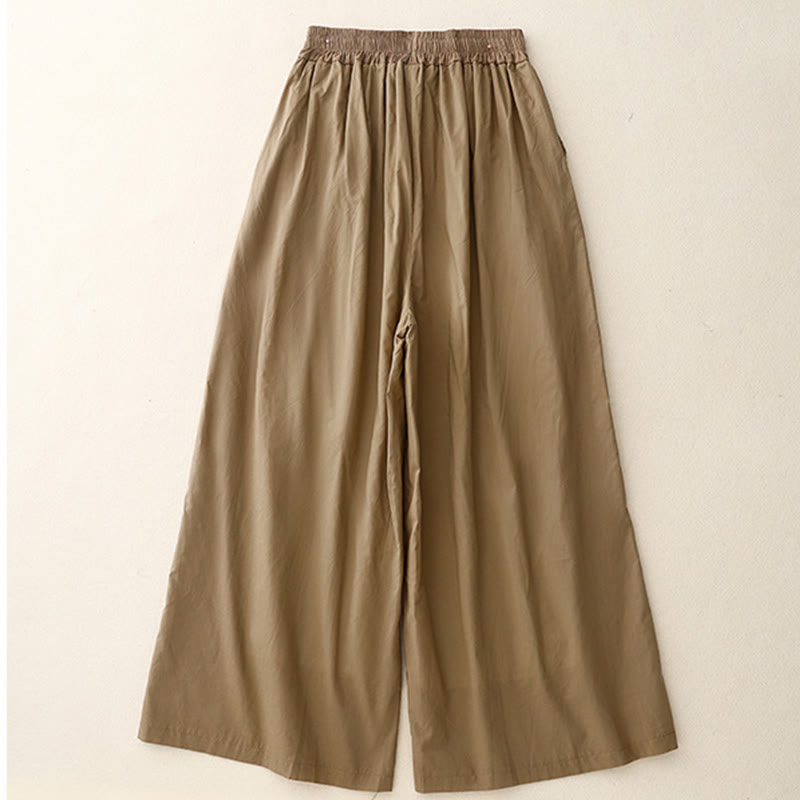 Buddha Stones Artistic Color Contrast Drawstring Women's Wide Leg Pants With Pockets - image 7
