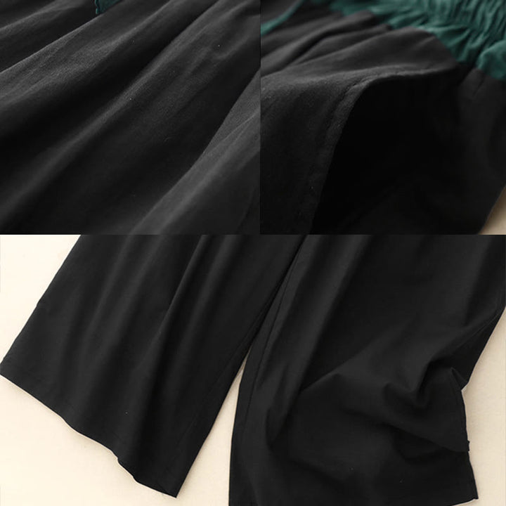 Buddha Stones Artistic Color Contrast Drawstring Women's Wide Leg Pants With Pockets - image 2