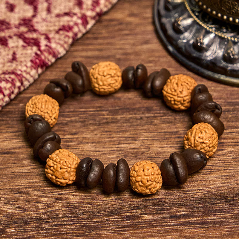 Buddha Stones Handmade Natural Coffee Beans Bodhi Seed Luck Bracelet - image 1
