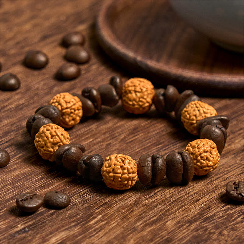 Buddha Stones Handmade Natural Coffee Beans Bodhi Seed Luck Bracelet - Coffee Beans(Wrist Circumference 14-17cm) - image 0