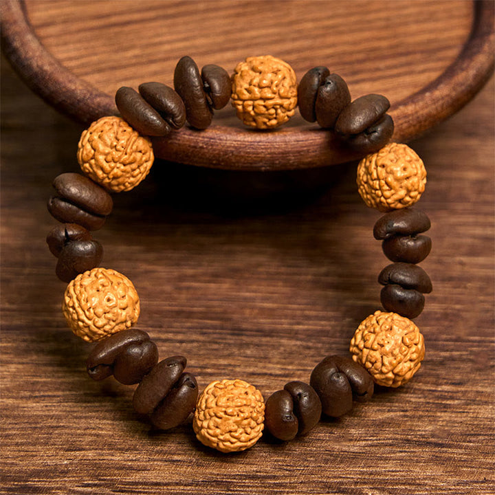 Buddha Stones Handmade Natural Coffee Beans Bodhi Seed Luck Bracelet - image 2