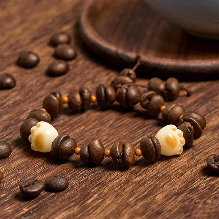 Buddha Stones Handmade Natural Coffee Beans Cat Head Bodhi Seed Claw Paw Peace Bracelet - Bodhi Seed Cat Claw(Wrist Circumference 14-17cm) - image 13