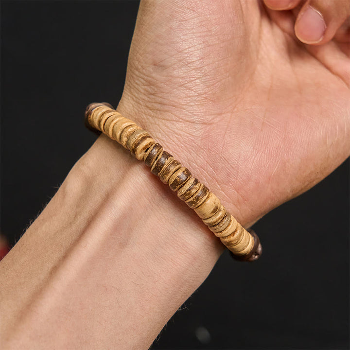 Buddha Stones Handmade Natural Coffee Beans Coconut Shell Happiness Bracelet - image 3