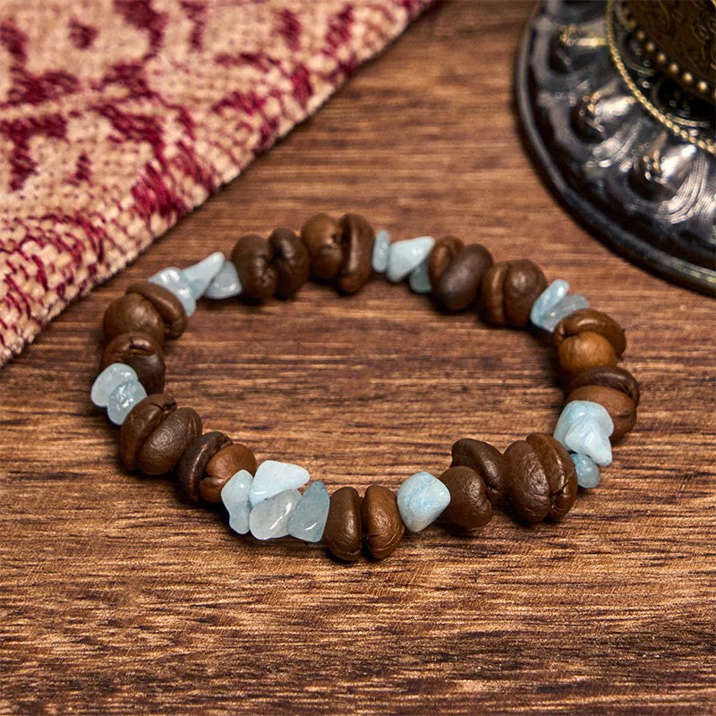 Buddha Stones Handmade Natural Coffee Beans Amethyst Citrine Amazonite Irregular Crystal Bracelet - Aquamarine Coffee Beans(Wrist Circumference 14-17cm) - image 20