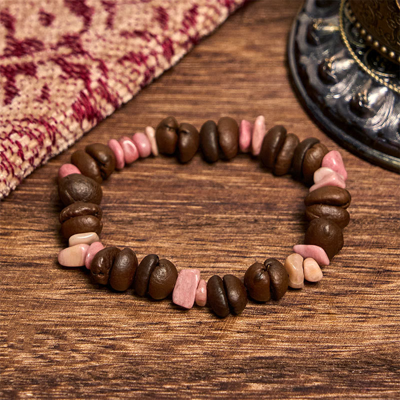 Buddha Stones Handmade Natural Coffee Beans Amethyst Citrine Amazonite Irregular Crystal Bracelet - Rhodonite Coffee Beans(Wrist Circumference 14-17cm) - image 15