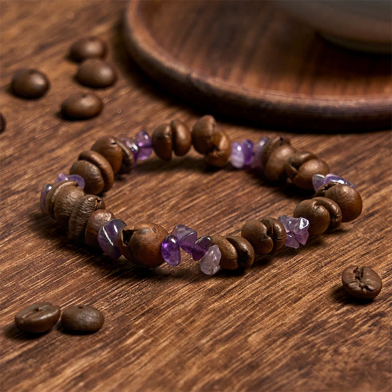 Buddha Stones Handmade Natural Coffee Beans Amethyst Citrine Amazonite Irregular Crystal Bracelet - image 1