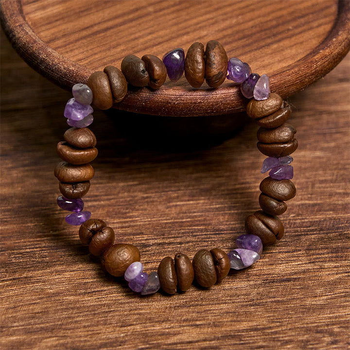 Buddha Stones Handmade Natural Coffee Beans Amethyst Citrine Amazonite Irregular Crystal Bracelet - image 2
