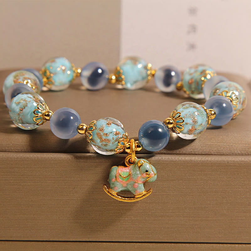 Buddha Stones Natural Candy Agate White Crystal Horse Strength Bracelet - Candy Agate(Wrist Circumference: 15-19cm) - image 0