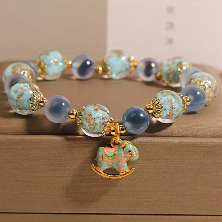 Buddha Stones Natural Candy Agate White Crystal Horse Strength Bracelet - Candy Agate(Wrist Circumference: 15-19cm) - image 0