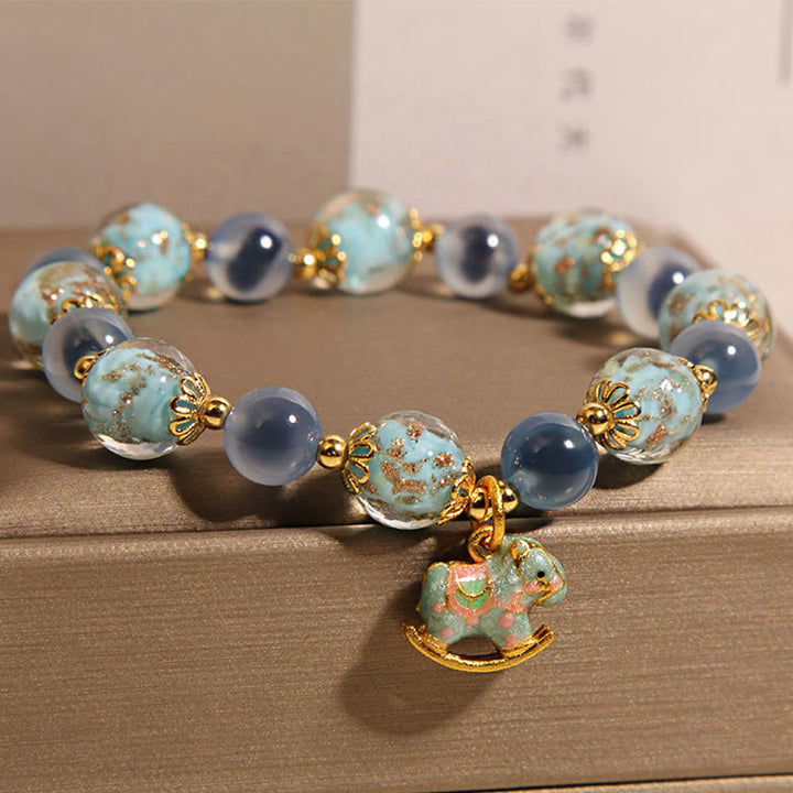 Buddha Stones Natural Candy Agate White Crystal Horse Strength Bracelet - image 2