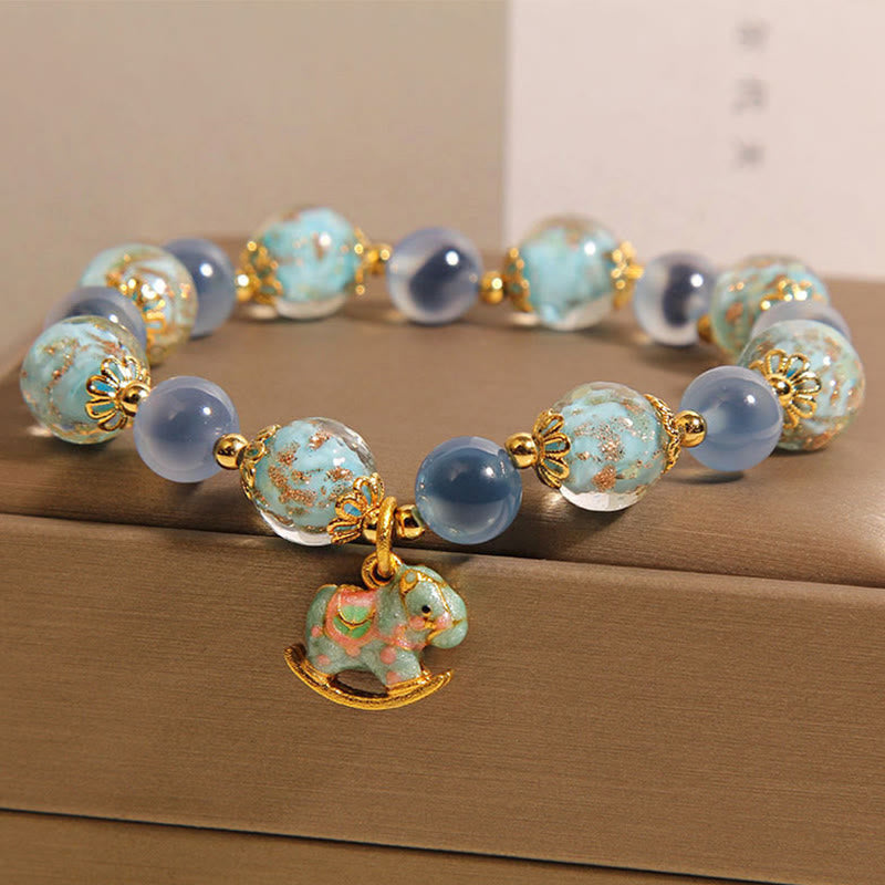 Buddha Stones Natural Candy Agate White Crystal Horse Strength Bracelet - image 1