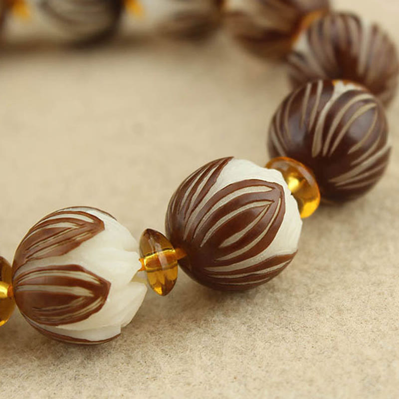 Buddha Stones Tibetan Mala White Bodhi Seed Peace Bracelet - image 13