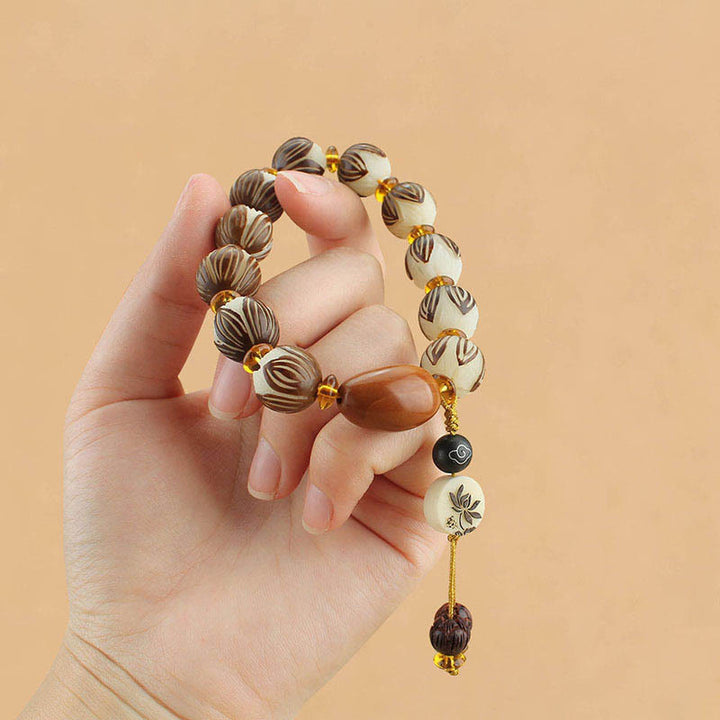 Buddha Stones Tibetan Mala White Bodhi Seed Peace Bracelet - image 4