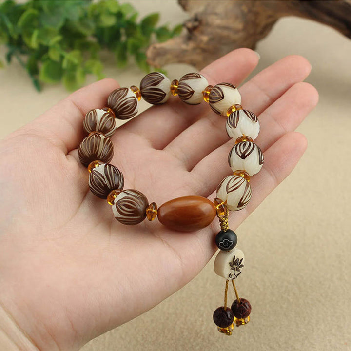 Buddha Stones Tibetan Mala White Bodhi Seed Peace Bracelet - image 10