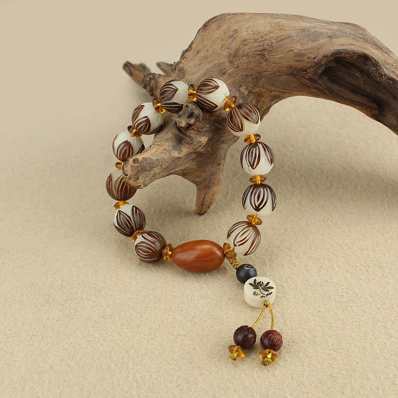 Buddha Stones Tibetan Mala White Bodhi Seed Peace Bracelet - image 11