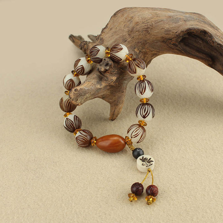 Buddha Stones Tibetan Mala White Bodhi Seed Peace Bracelet - image 11