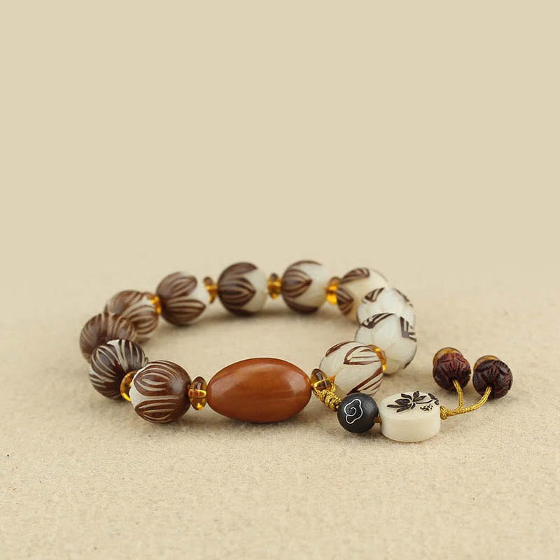 Buddha Stones Tibetan Mala White Bodhi Seed Peace Bracelet - image 2